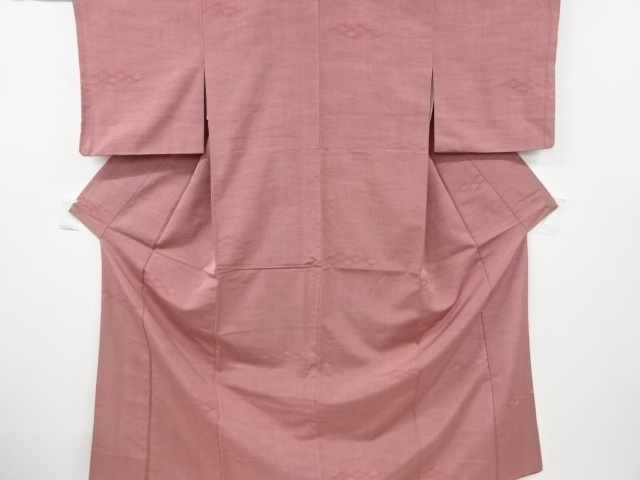 アンティーク　菱模様織り出し手織り紬着物